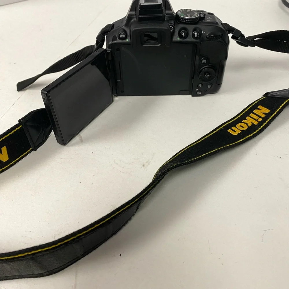 Nikon D5300 Camera Body w strap and 3 lenses 4 batt carry bag